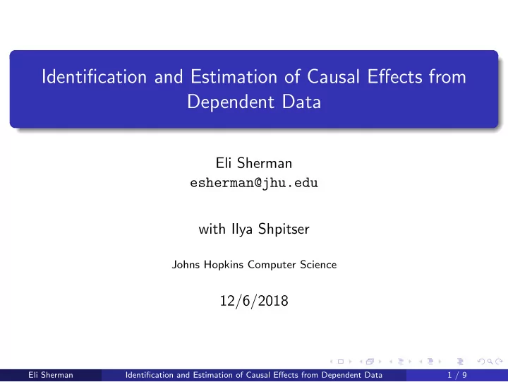 identification and estimation of causal effects from