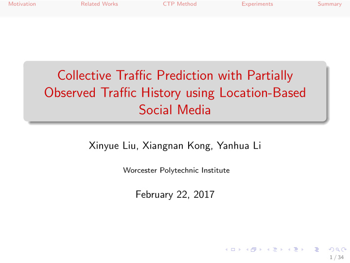collective traffic prediction with partially observed