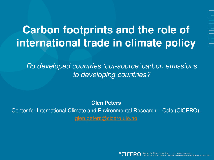 carbon footprints and the role of international trade in
