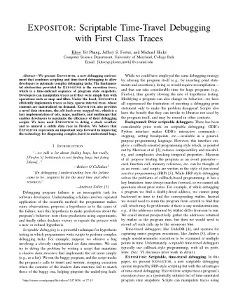 E XPOSITOR : Scriptable Time-Travel Debugging  with First Class Traces  Khoo Yit Phang, Jeffrey S.