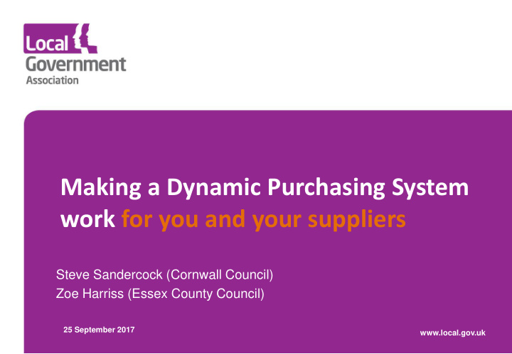 making a dynamic purchasing system work for you and your