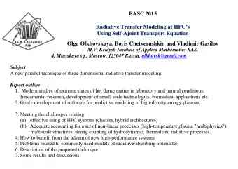 EASC 2015  Ra  ad  di  ia  at  ti  iv  ve  e  T  Tr  ra  an  ns  sf  fe  er  r  M  Mo  od  de  el