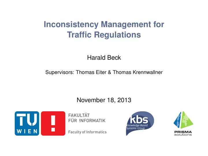 inconsistency management for traffic regulations