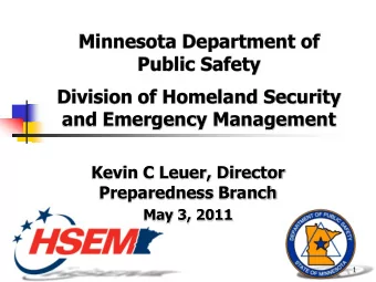 Minnesota Department of  Public Safety  Division of Homeland Security  and Emergency Management