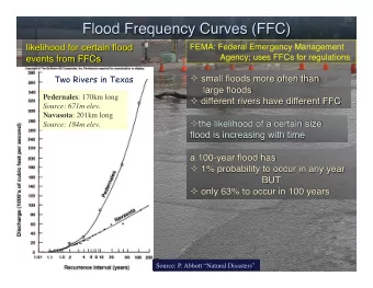 FEMA: Federal Emergency Management  Agency; uses FFCs for regulations  Two Rivers in Texas