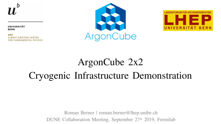 argoncube 2x2 cryogenic infrastructure demonstration