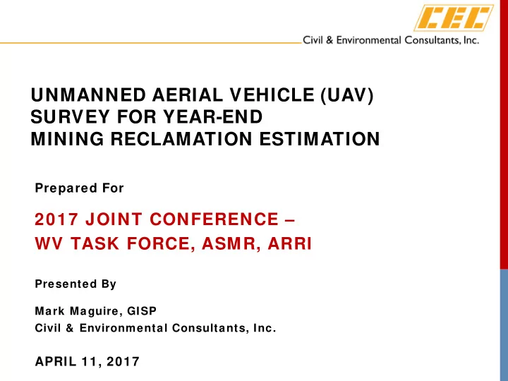 unmanned aerial vehicle uav survey for year end mining