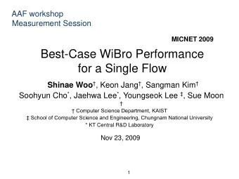 Best-Case WiBro Performance  for a Single Flow Shinae Woo  , Keon Jang  , Sangman Kim