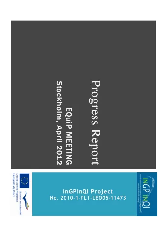 Progress Report  Progress Report