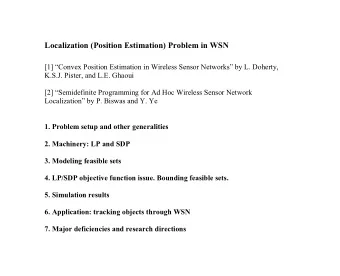 Localization (Position Estimation) Problem in WSN  [1] Convex Position Estimation in Wireless