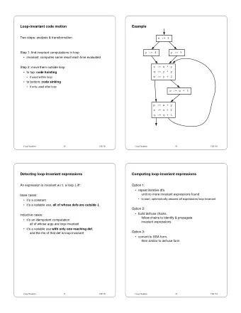 Loop-invariant code motion  Example  Two steps: analysis &amp; transformation  x := 3  Step 1: find