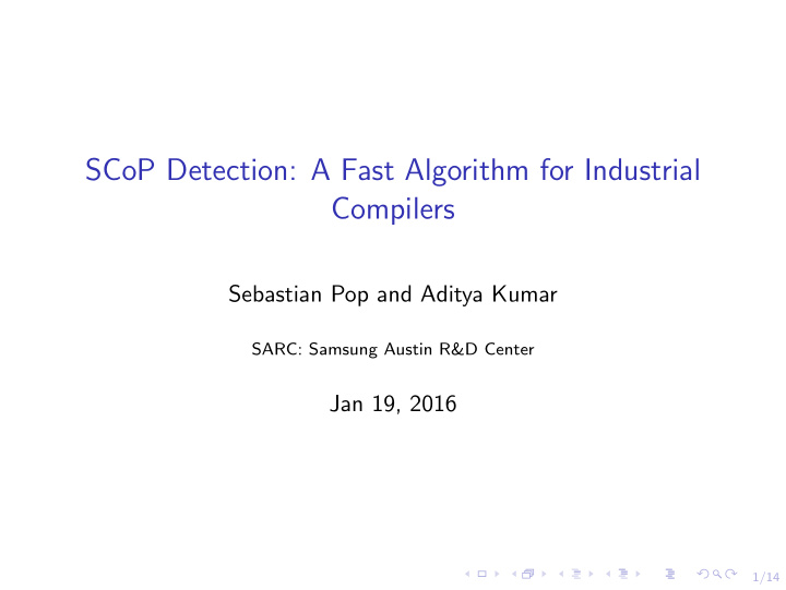scop detection a fast algorithm for industrial compilers