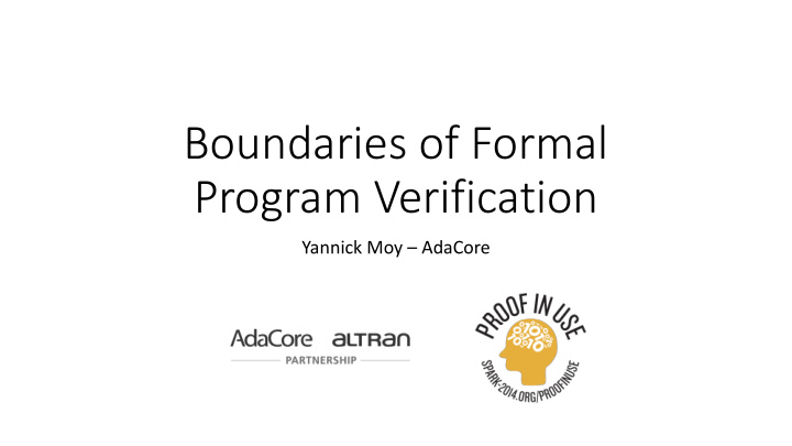 boundaries of formal program verification