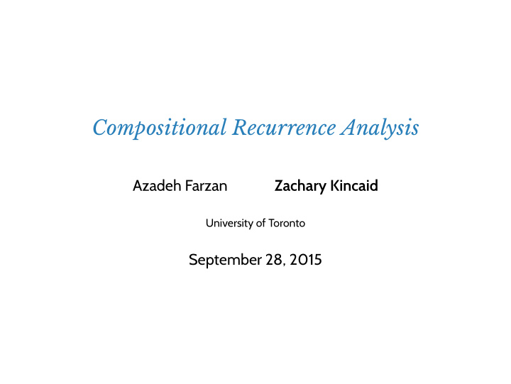 compositional recurrence analysis
