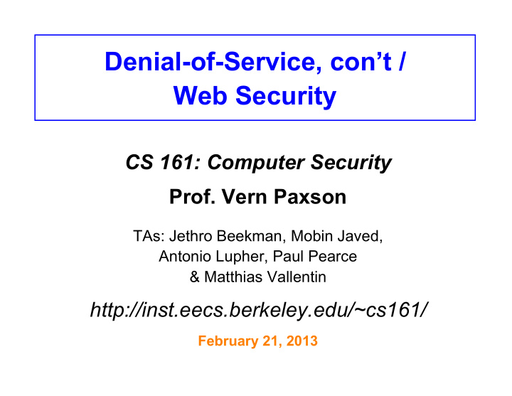 denial of service con t web security