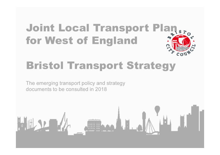 joint local transport plan for west of england bristol