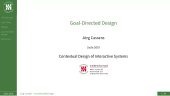 Goal-Directed Design  User Goals  Models  Goal-Directed  Design  Jrg Cassens  References  SoSe
