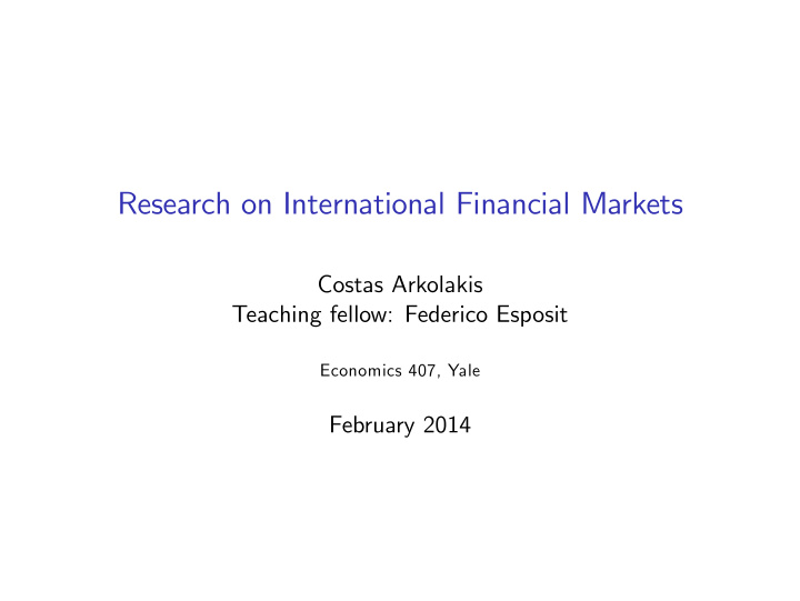 research on international financial markets