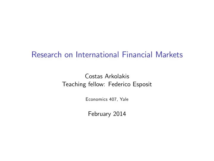 research on international financial markets