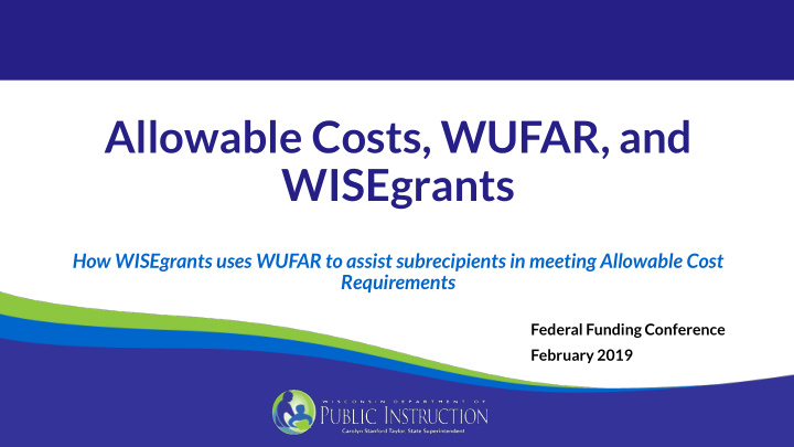 allowable costs wufar and
