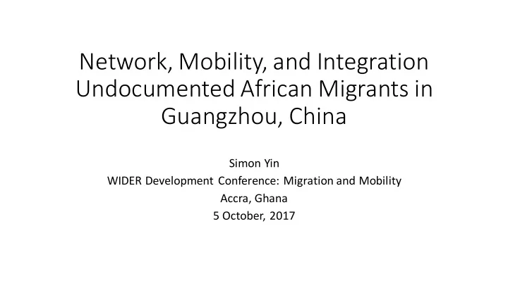 network mobility and integration undocumented african