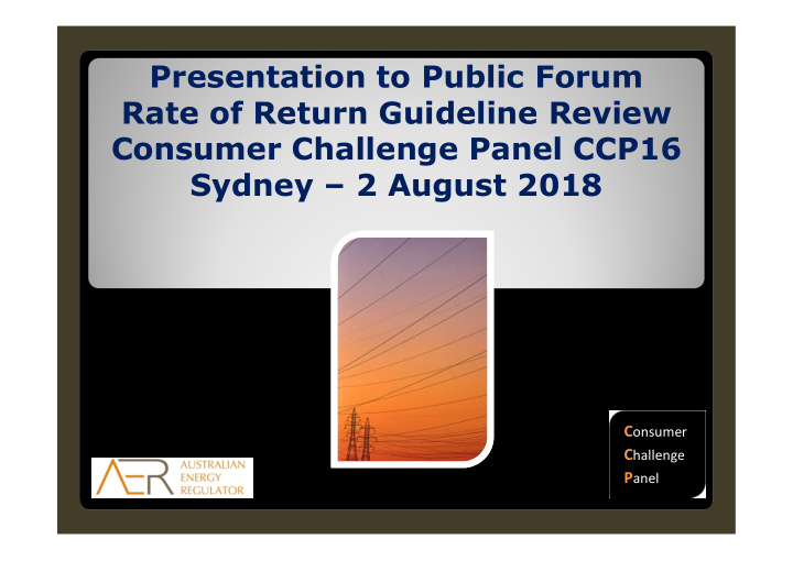 presentation to public forum rate of return guideline