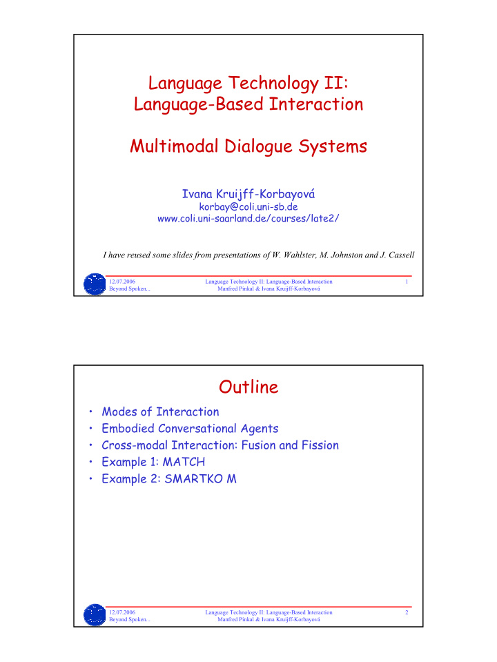 language technology ii language based interaction