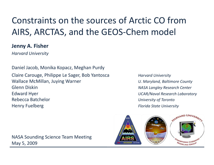 constraints on the sources of arctic co from airs arctas