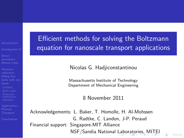 efficient methods for solving the boltzmann