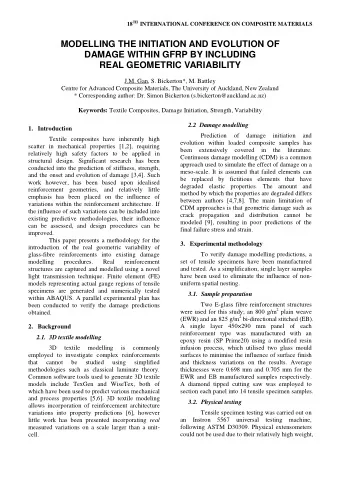 MODELLING THE INITIATION AND EVOLUTION OF  DAMAGE WITHIN GFRP BY INCLUDING  REAL GEOMETRIC