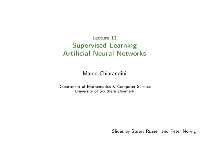 supervised learning artificial neural networks