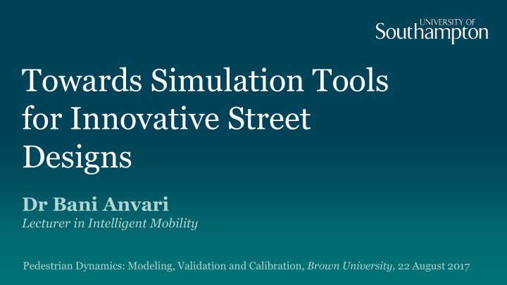 towards simulation tools for innovative street