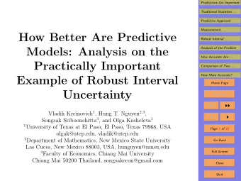 How Better Are Predictive  Robust Interval . . .  Models: Analysis on the  Analysis of the Problem