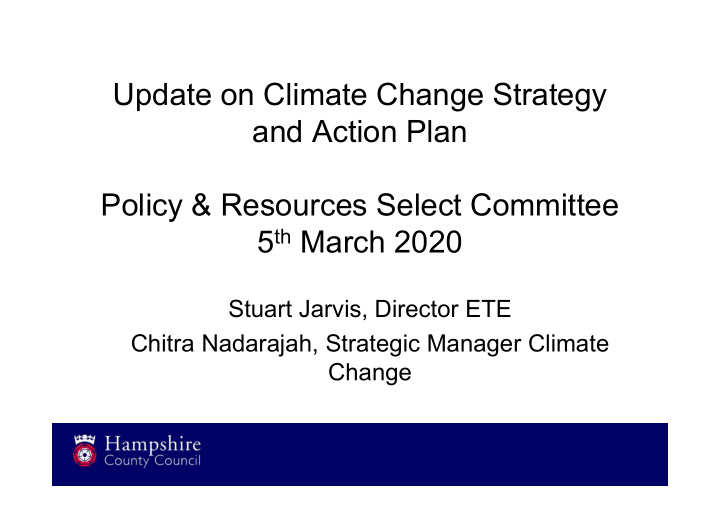 update on climate change strategy and action plan policy