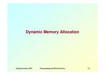 Dynamic Memory Allocation  Spring Semester 2011  Programming and Data Structure  51  Basic Idea