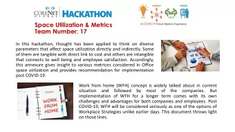 Space Utilization &amp; Metrics  Team Number: 17  In this hackathon, thought has been applied to