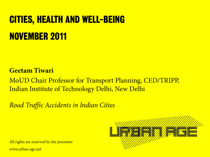 cities health and well being november 2011