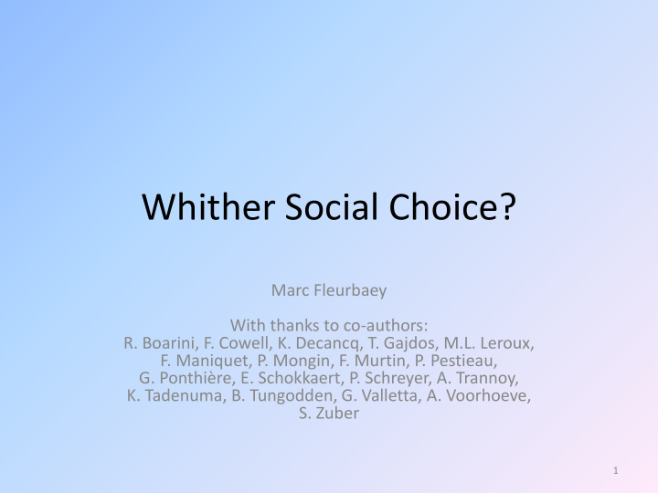whither social choice
