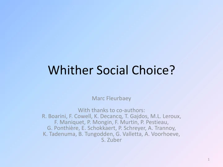 whither social choice