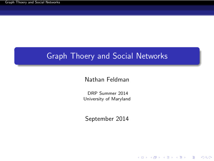 graph thoery and social networks
