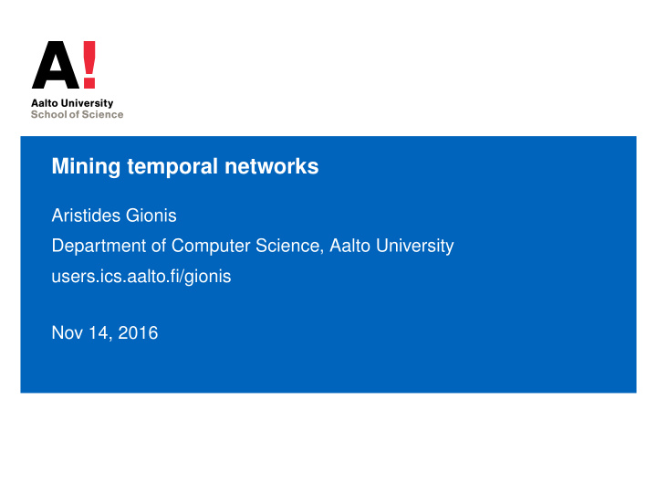 mining temporal networks