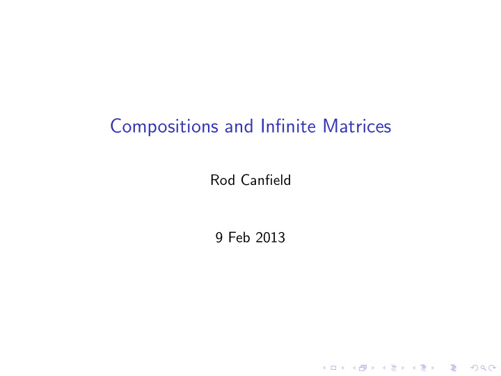 compositions and infinite matrices