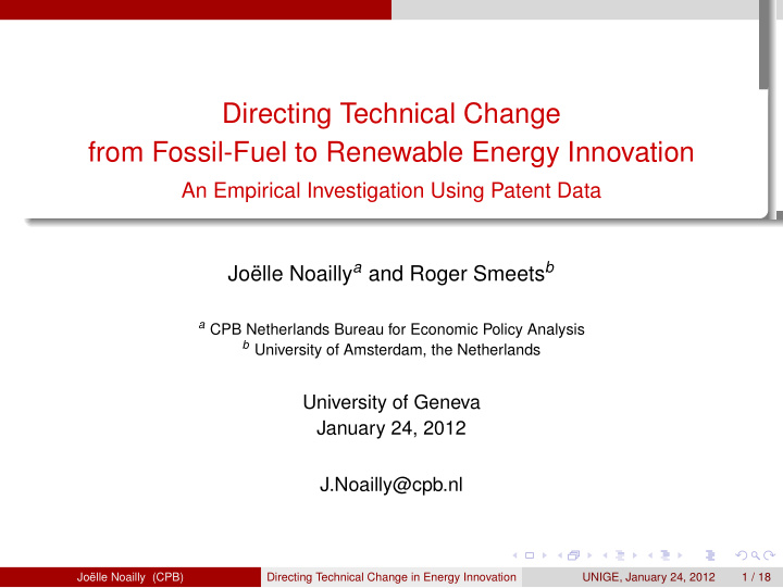 directing technical change from fossil fuel to renewable