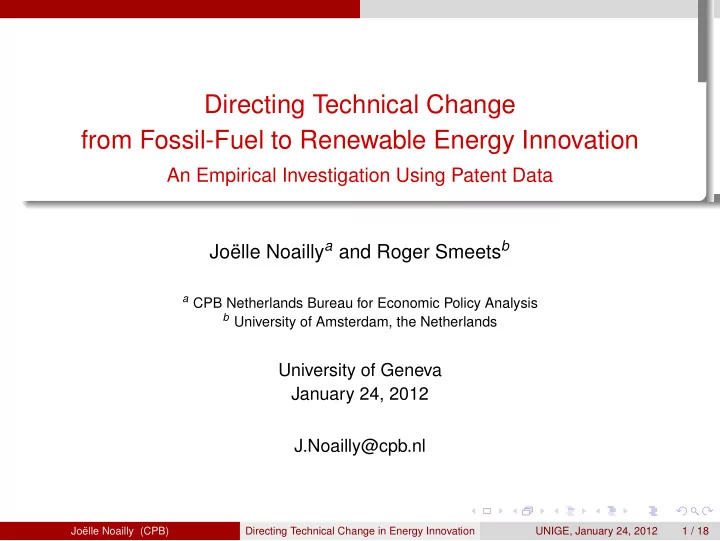 directing technical change from fossil fuel to renewable
