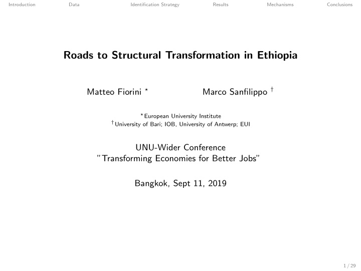 roads to structural transformation in ethiopia