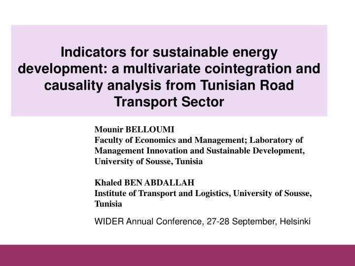 indicators for sustainable energy development a