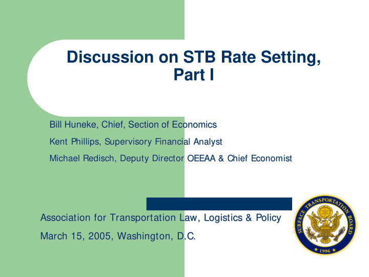 discussion on stb rate setting part i