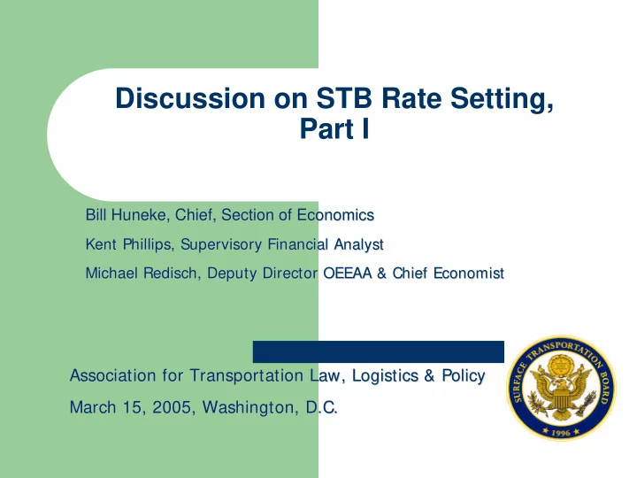 discussion on stb rate setting part i