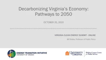 Decarbonizing Virginias Economy:  Pathways to 2050  OCTOBER 20, 2020  VIRGINIA CLEAN ENERGY