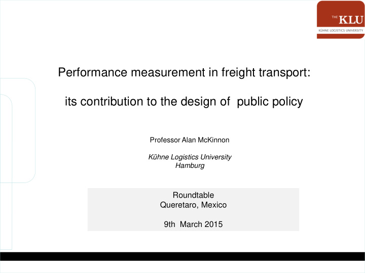 performance measurement in freight transport its